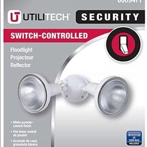 utilitech 8.25-in 2-Head Halogen White. switch-controlled Flood Light